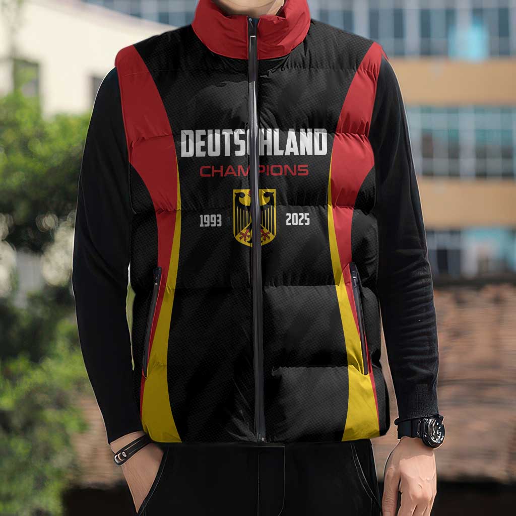 Custom Germany 2025 Champions Basketball Black Sleeveless Puffer Jacket - Wonder Print Shop