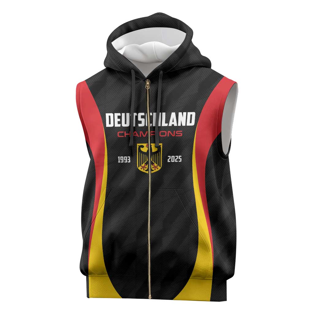 Custom Germany 2025 Champions Basketball Black Sleeveless Zip Hoodie - Wonder Print Shop