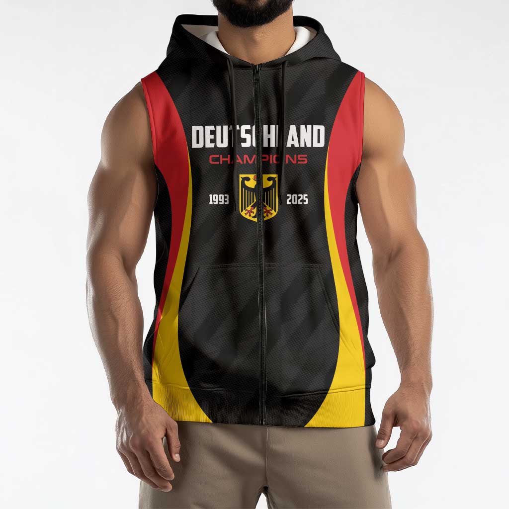 Custom Germany 2025 Champions Basketball Black Sleeveless Zip Hoodie - Wonder Print Shop
