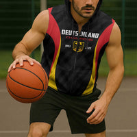 Custom Germany 2025 Champions Basketball Black Sleeveless Zip Hoodie - Wonder Print Shop