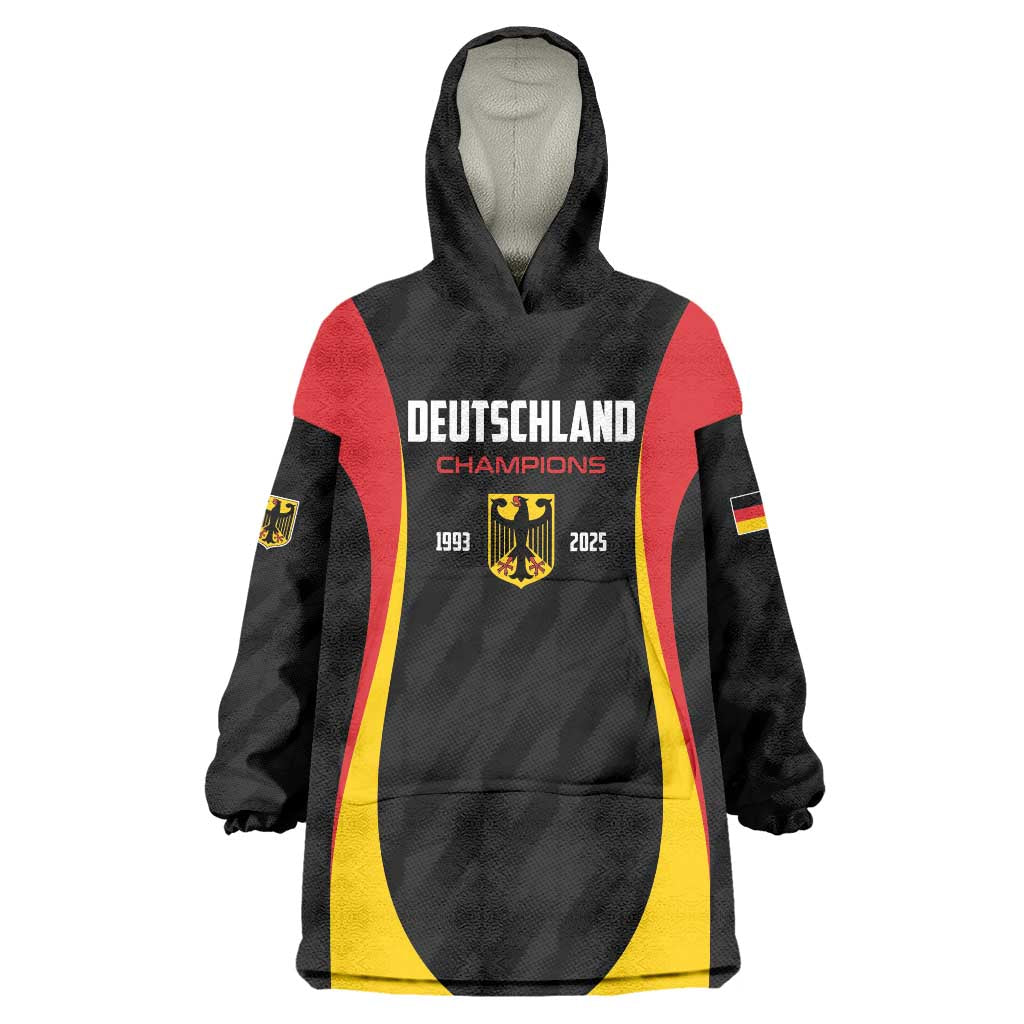 Custom Germany 2025 Champions Basketball Black Wearable Blanket Hoodie - Wonder Print Shop