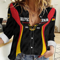 Custom Germany 2025 Champions Basketball Black Women Casual Shirt - Wonder Print Shop