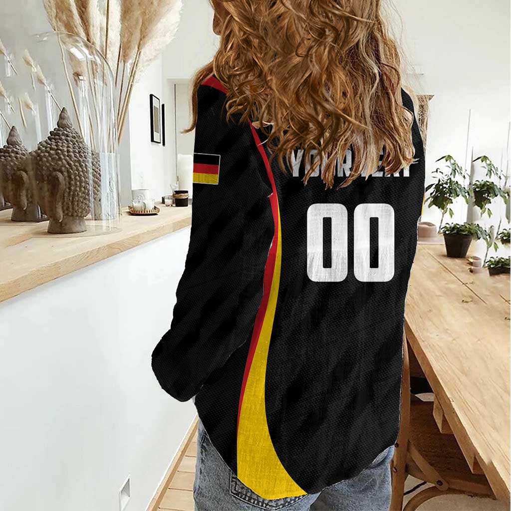 Custom Germany 2025 Champions Basketball Black Women Casual Shirt - Wonder Print Shop