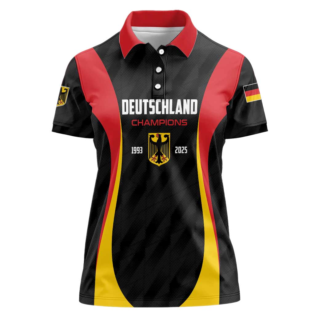 Custom Germany 2025 Champions Basketball Black Women Polo Shirt - Wonder Print Shop