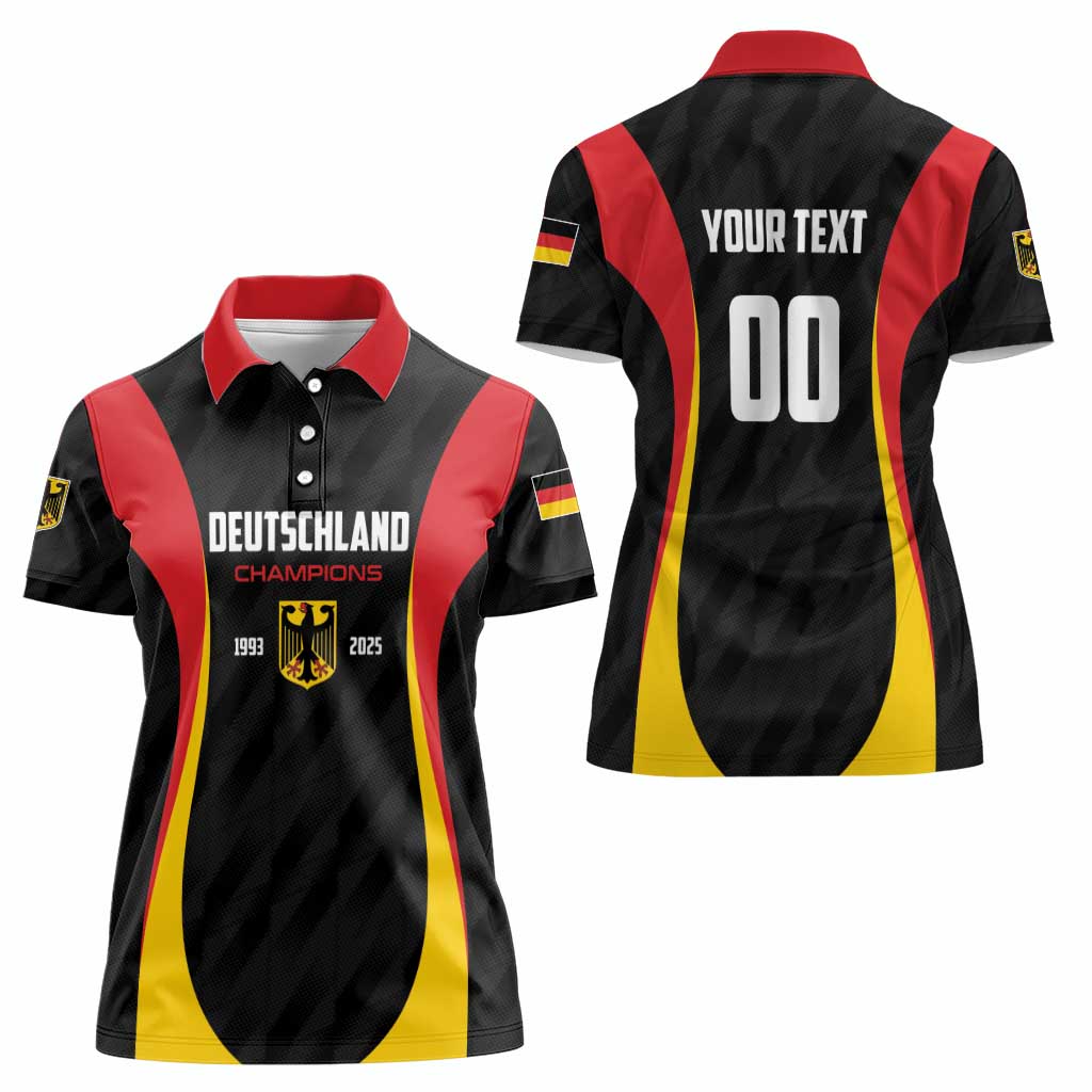 Custom Germany 2025 Champions Basketball Black Women Polo Shirt - Wonder Print Shop