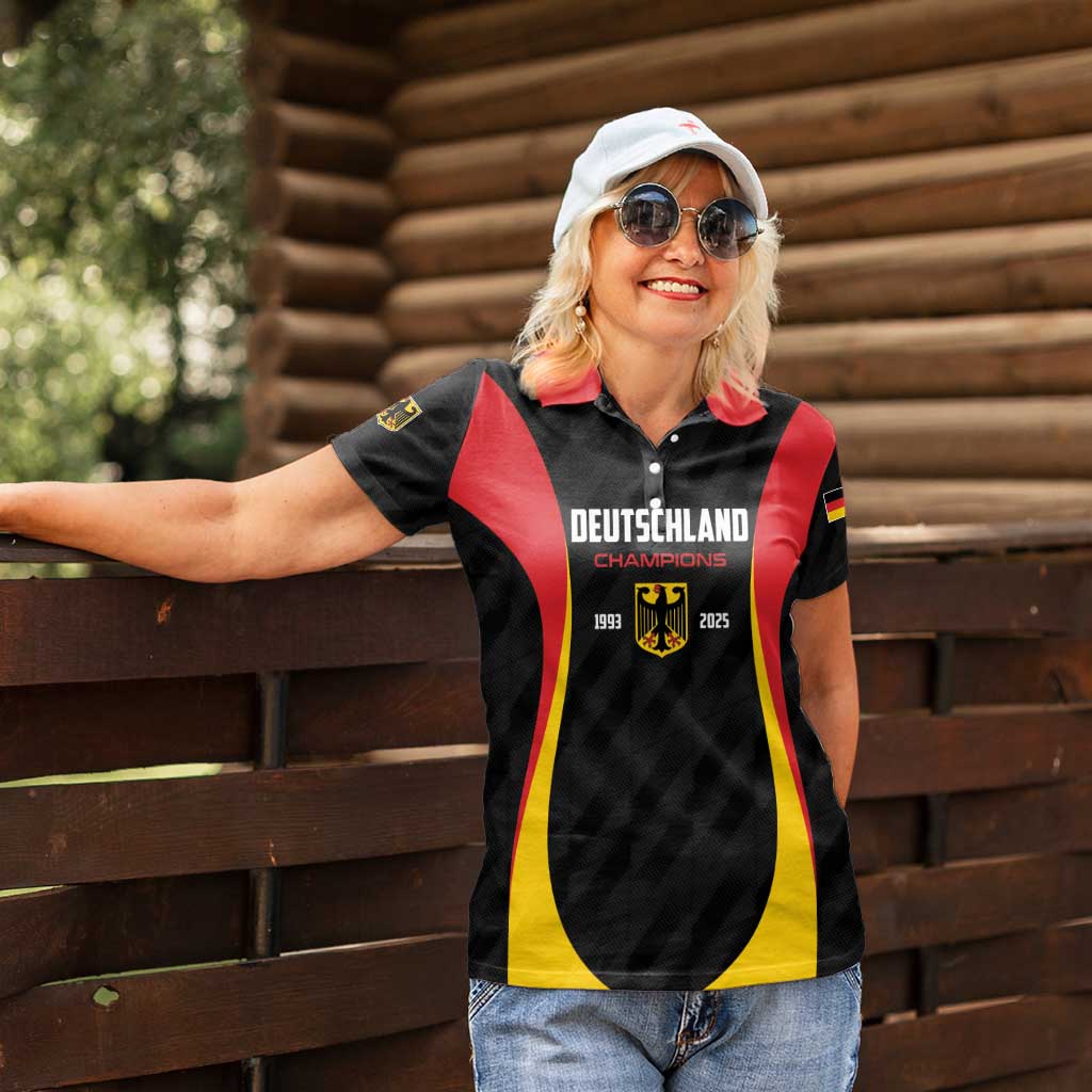 Custom Germany 2025 Champions Basketball Black Women Polo Shirt - Wonder Print Shop