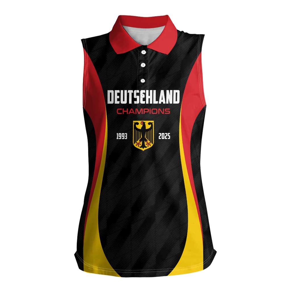 Custom Germany 2025 Champions Basketball Black Women Sleeveless Polo Shirt - Wonder Print Shop