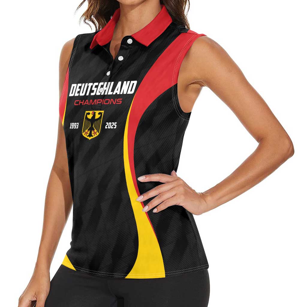 Custom Germany 2025 Champions Basketball Black Women Sleeveless Polo Shirt - Wonder Print Shop