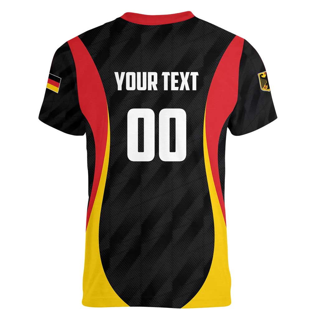 Custom Germany 2025 Champions Basketball Black Women V-Neck T-Shirt - Wonder Print Shop
