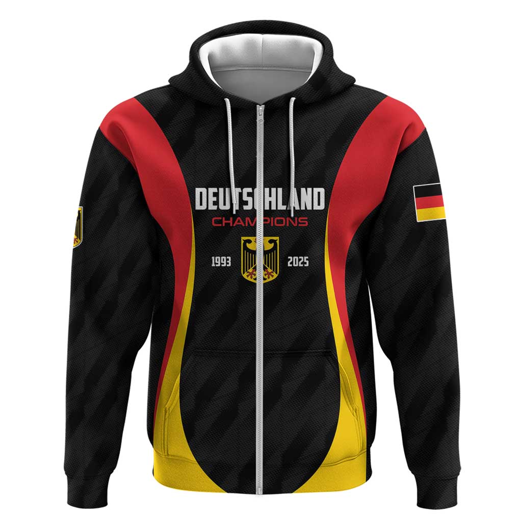 Custom Germany 2025 Champions Basketball Black Zip Hoodie - Wonder Print Shop