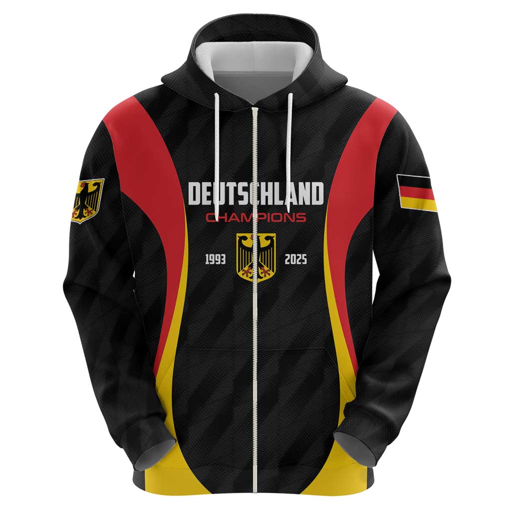 Custom Germany 2025 Champions Basketball Black Zip Hoodie - Wonder Print Shop