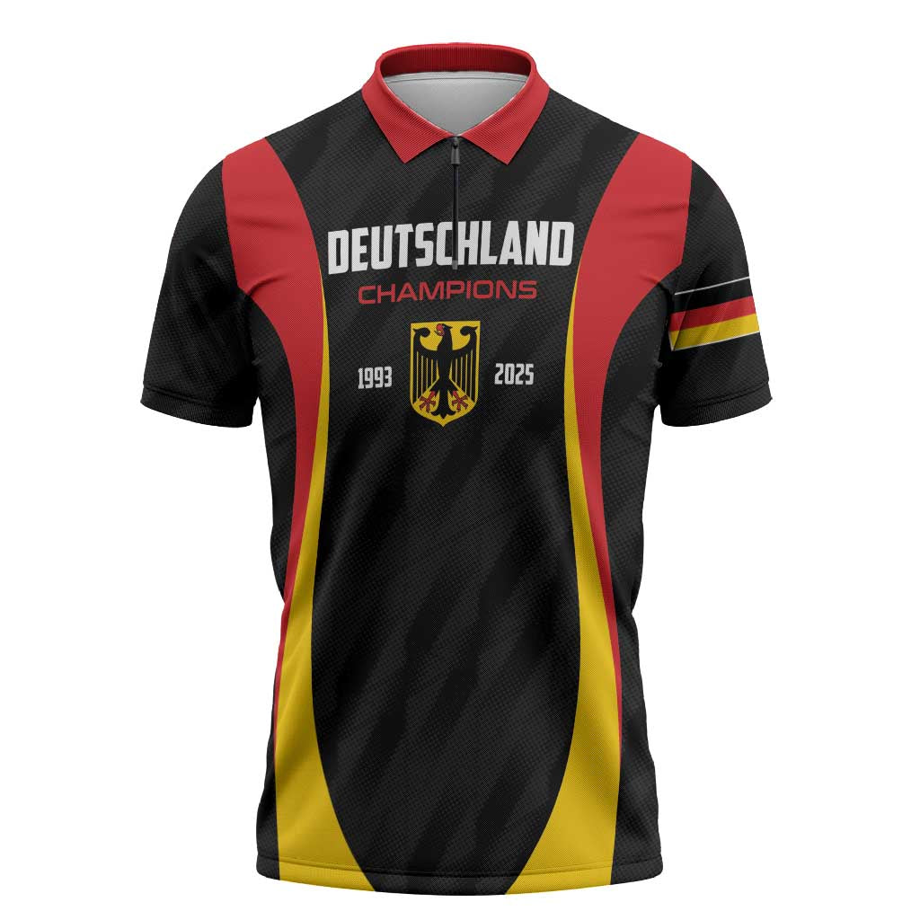 Custom Germany 2025 Champions Basketball Black Zipper Polo Shirt - Wonder Print Shop