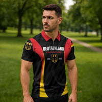 Custom Germany 2025 Champions Basketball Black Zipper Polo Shirt - Wonder Print Shop