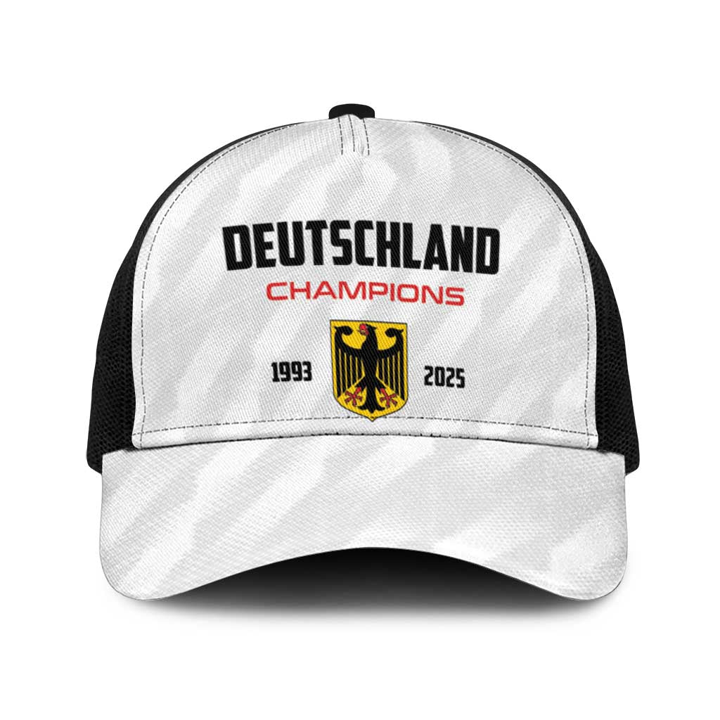 Germany 2025 Champions Basketball White Baseball Net Cap - Wonder Print Shop