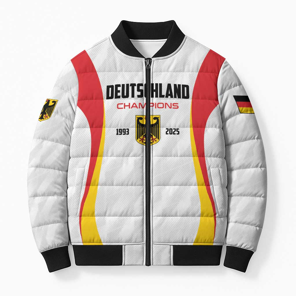 Custom Germany 2025 Champions Basketball White Bomber Puffer Jacket - Wonder Print Shop