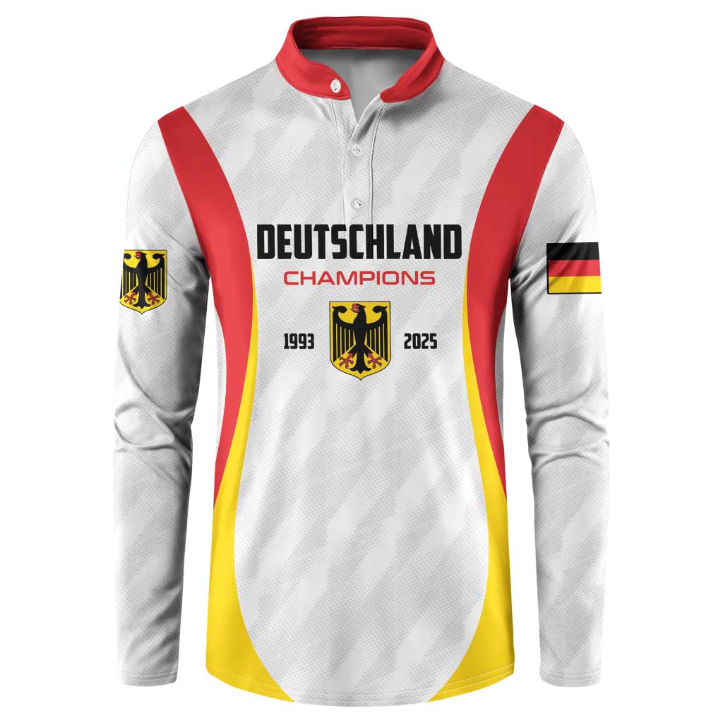 Custom Germany 2025 Champions Basketball White Button Sweatshirt - Wonder Print Shop