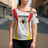 Custom Germany 2025 Champions Basketball White Cross Shoulder Shirt - Wonder Print Shop