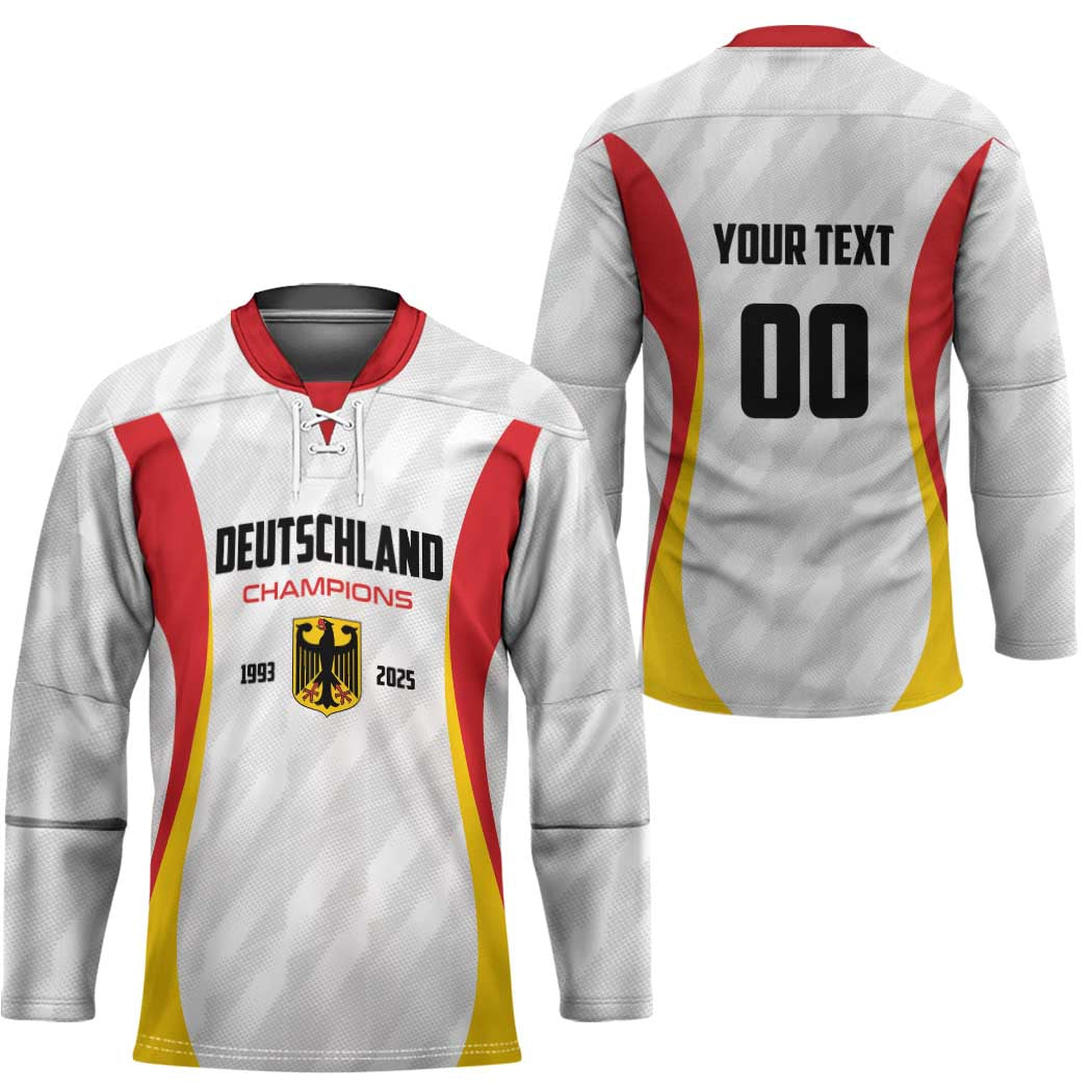 Custom Germany 2025 Champions Basketball White Hockey Jersey - Wonder Print Shop