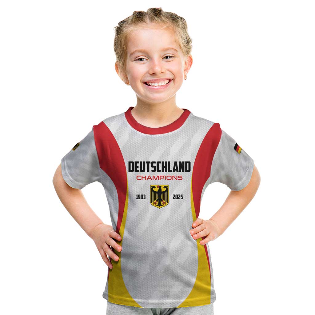 Custom Germany 2025 Champions Basketball White Kid T Shirt - Wonder Print Shop