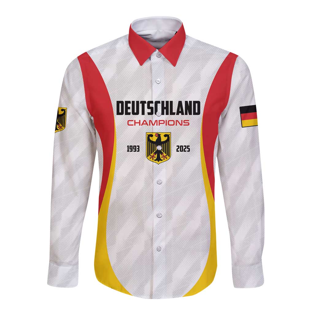 Custom Germany 2025 Champions Basketball White Long Sleeve Button Shirt - Wonder Print Shop