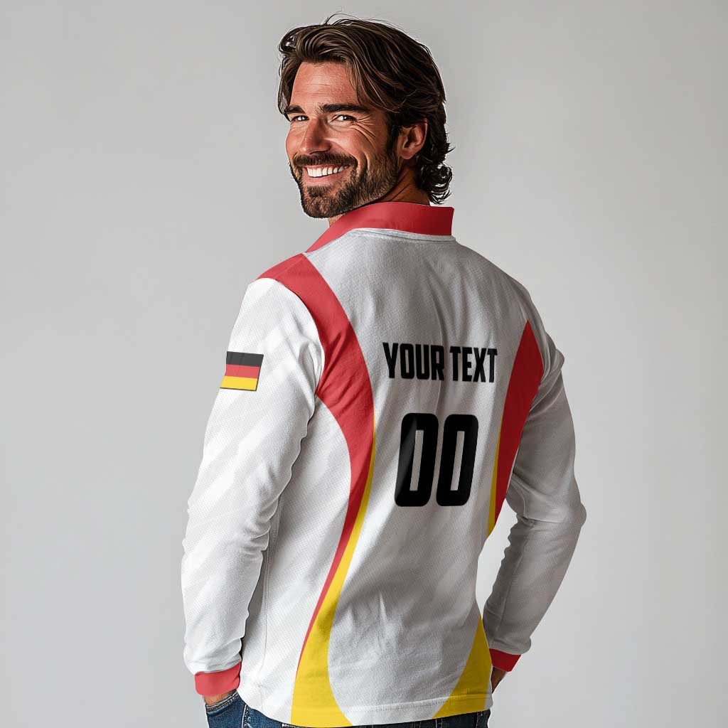 Custom Germany 2025 Champions Basketball White Long Sleeve Polo Shirt - Wonder Print Shop