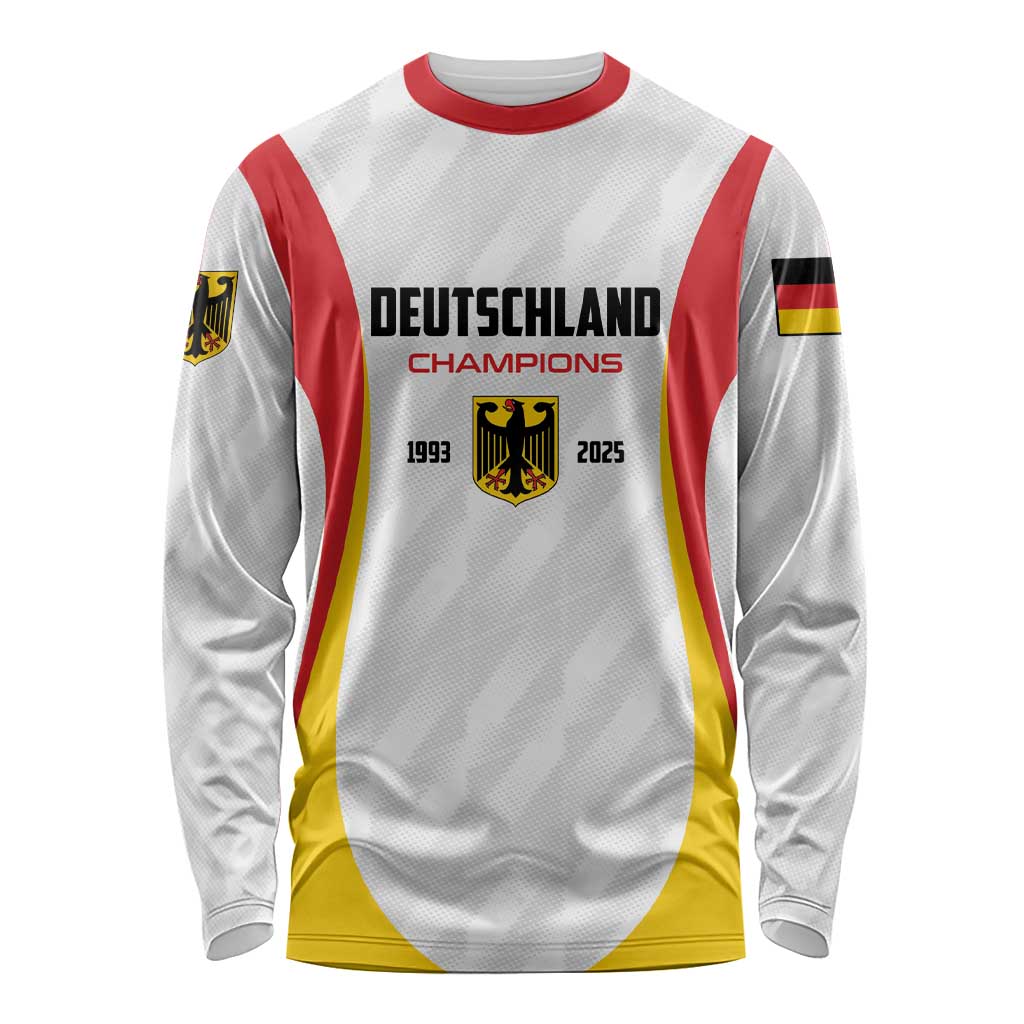 Custom Germany 2025 Champions Basketball White Long Sleeve Shirt - Wonder Print Shop