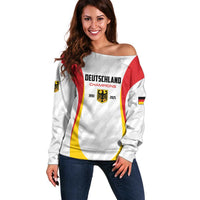 Custom Germany 2025 Champions Basketball White Off Shoulder Sweater - Wonder Print Shop