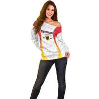 Custom Germany 2025 Champions Basketball White Off Shoulder Sweater - Wonder Print Shop