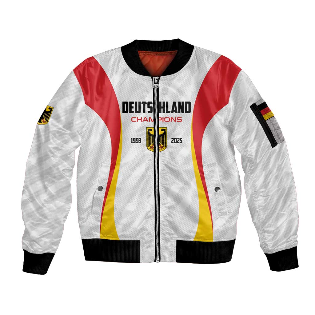 Custom Germany 2025 Champions Basketball White Sleeve Zip Bomber Jacket - Wonder Print Shop