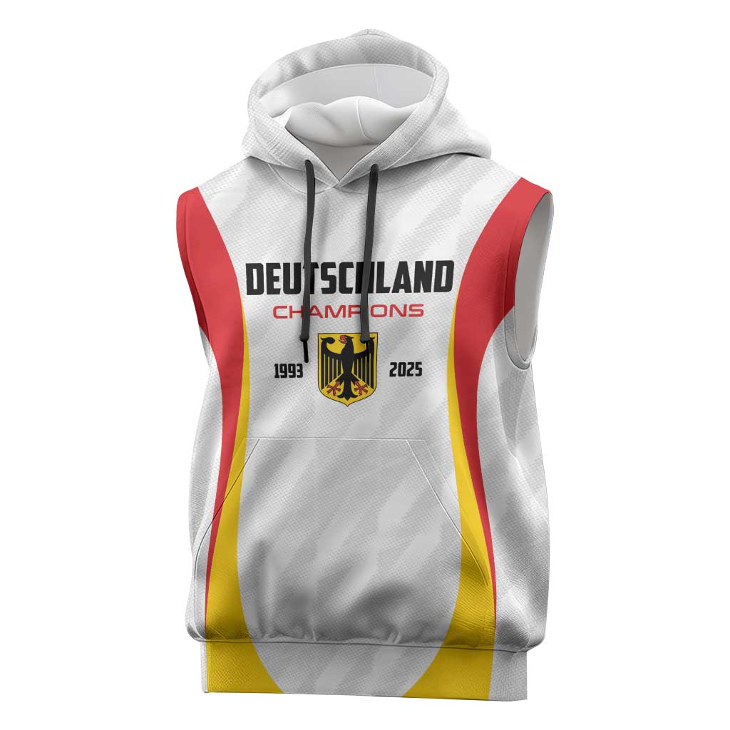 Custom Germany 2025 Champions Basketball White Sleeveless Hoodie - Wonder Print Shop