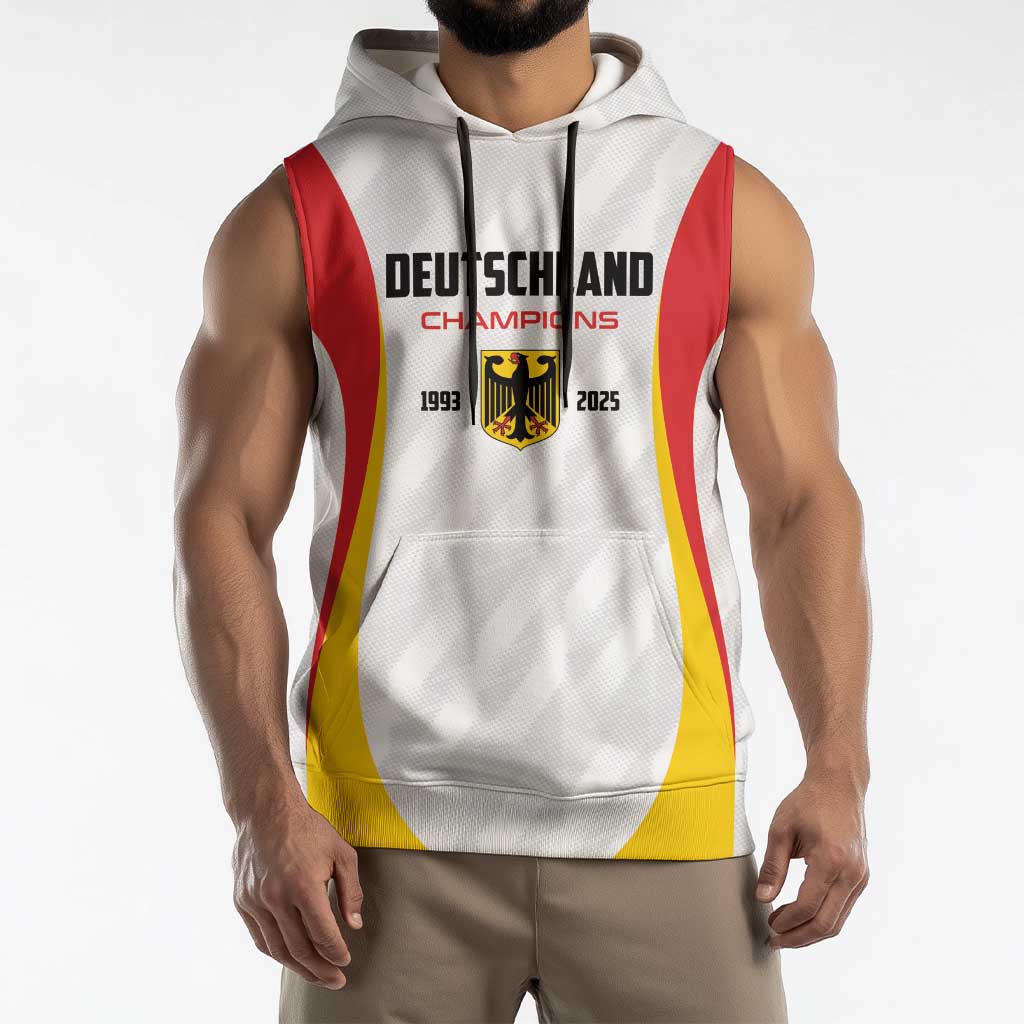 Custom Germany 2025 Champions Basketball White Sleeveless Hoodie - Wonder Print Shop