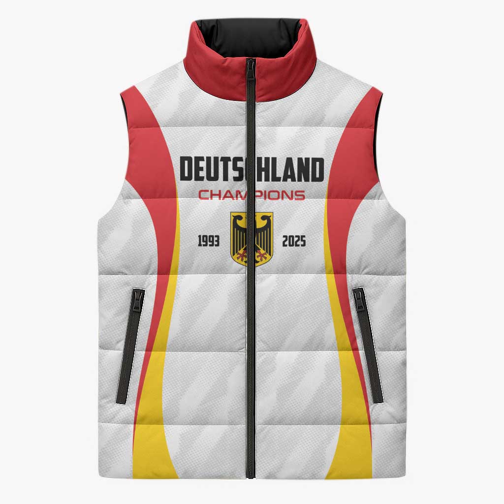Custom Germany 2025 Champions Basketball White Sleeveless Puffer Jacket - Wonder Print Shop