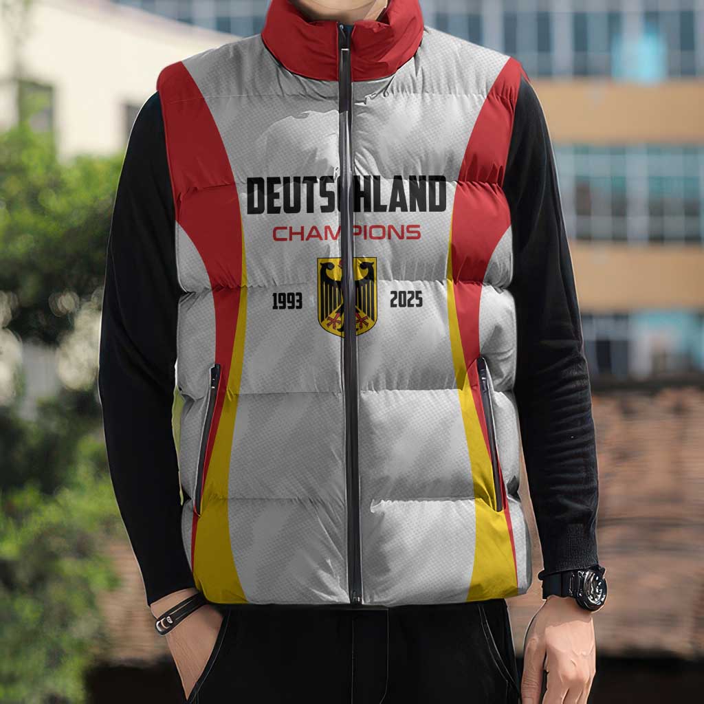 Custom Germany 2025 Champions Basketball White Sleeveless Puffer Jacket - Wonder Print Shop