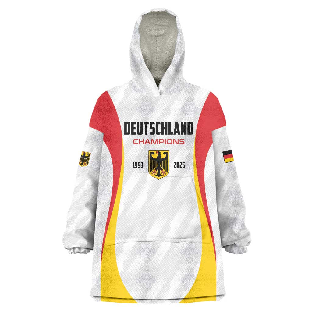 Custom Germany 2025 Champions Basketball White Wearable Blanket Hoodie - Wonder Print Shop
