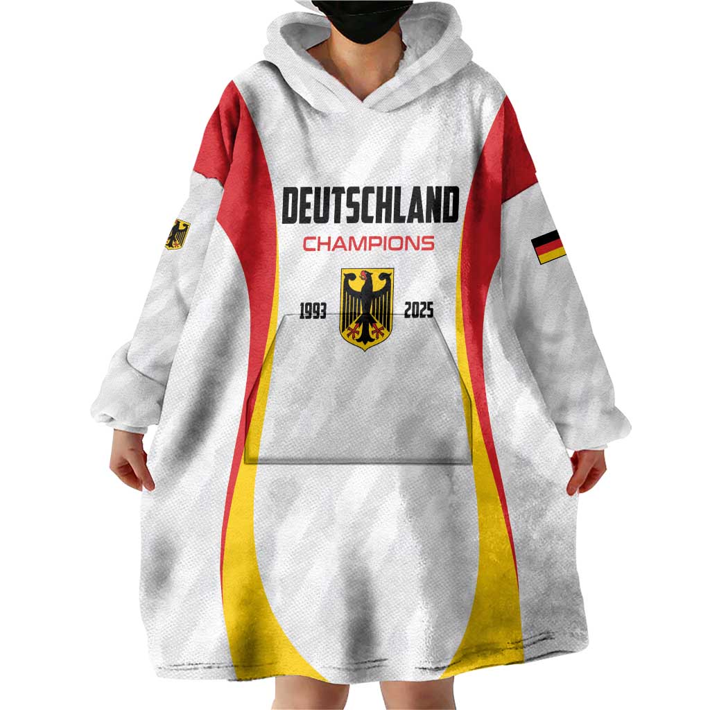 Custom Germany 2025 Champions Basketball White Wearable Blanket Hoodie - Wonder Print Shop