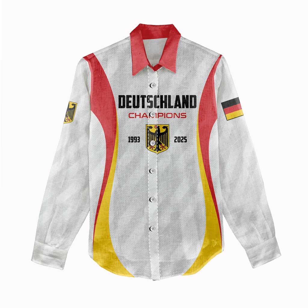 Custom Germany 2025 Champions Basketball White Women Casual Shirt - Wonder Print Shop