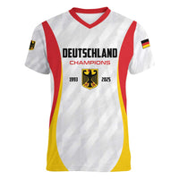 Custom Germany 2025 Champions Basketball White Women V-Neck T-Shirt - Wonder Print Shop