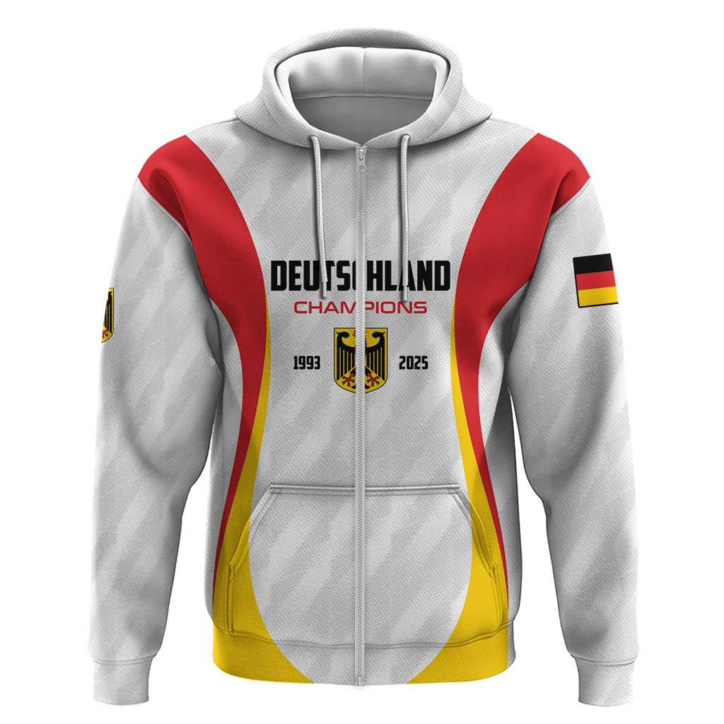 Custom Germany 2025 Champions Basketball White Zip Hoodie - Wonder Print Shop