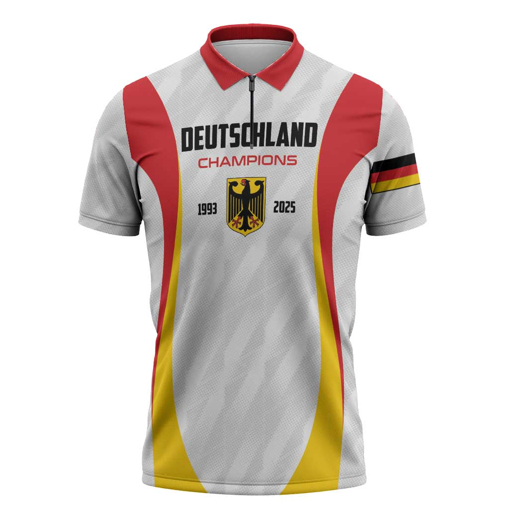 Custom Germany 2025 Champions Basketball White Zipper Polo Shirt - Wonder Print Shop