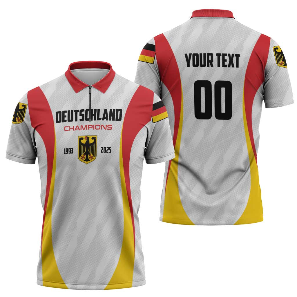 Custom Germany 2025 Champions Basketball White Zipper Polo Shirt - Wonder Print Shop