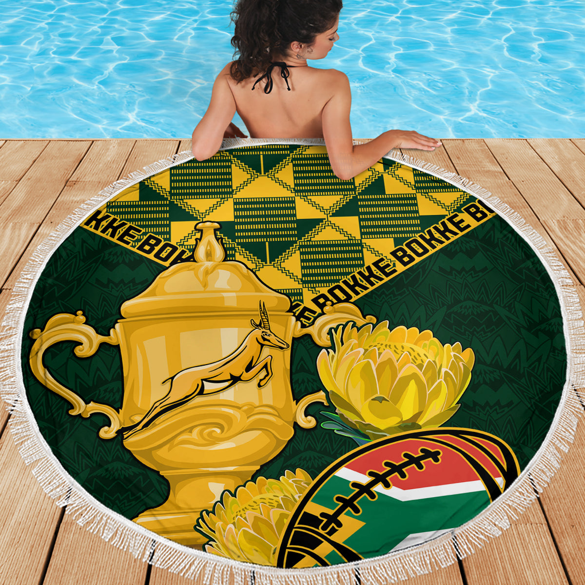Custom South Africa Rugby Beach Blanket Go Bokke Champion 2023 World Cup - Wonder Print Shop