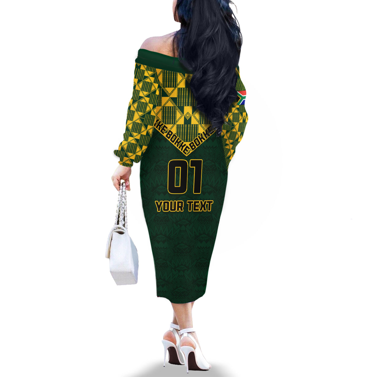 Custom South Africa Rugby Family Matching Off Shoulder Long Sleeve Dress and Hawaiian Shirt Go Bokke Champion 2023 World Cup - Wonder Print Shop