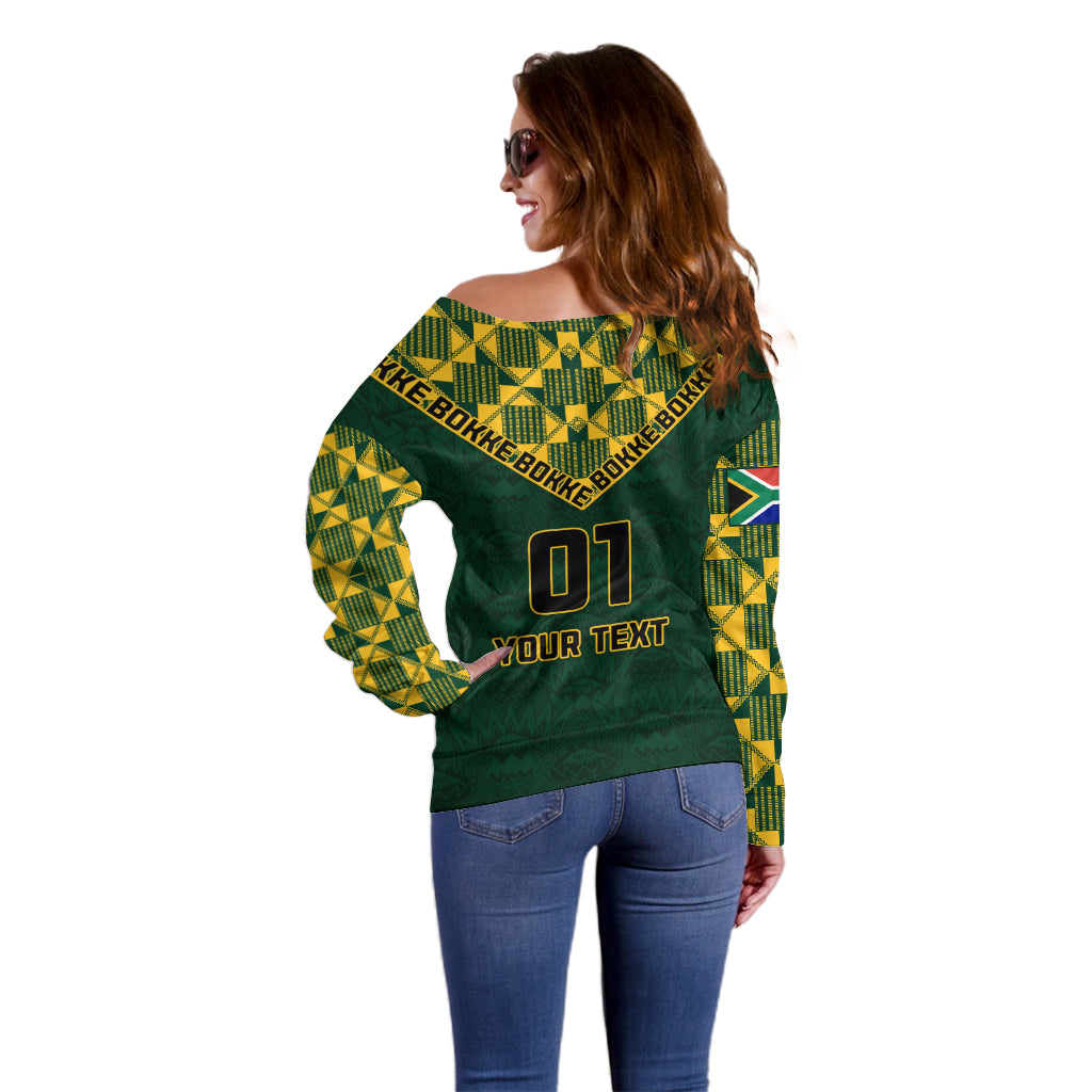 Custom South Africa Rugby Off Shoulder Sweater Go Bokke Champion 2023 World Cup - Wonder Print Shop