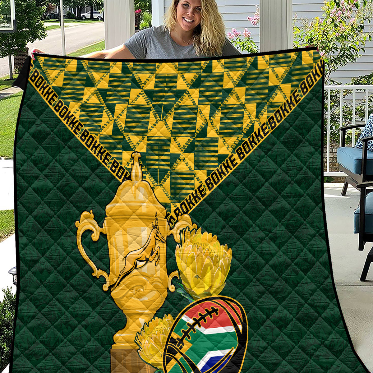 Custom South Africa Rugby Quilt Go Bokke Champion 2023 World Cup - Wonder Print Shop