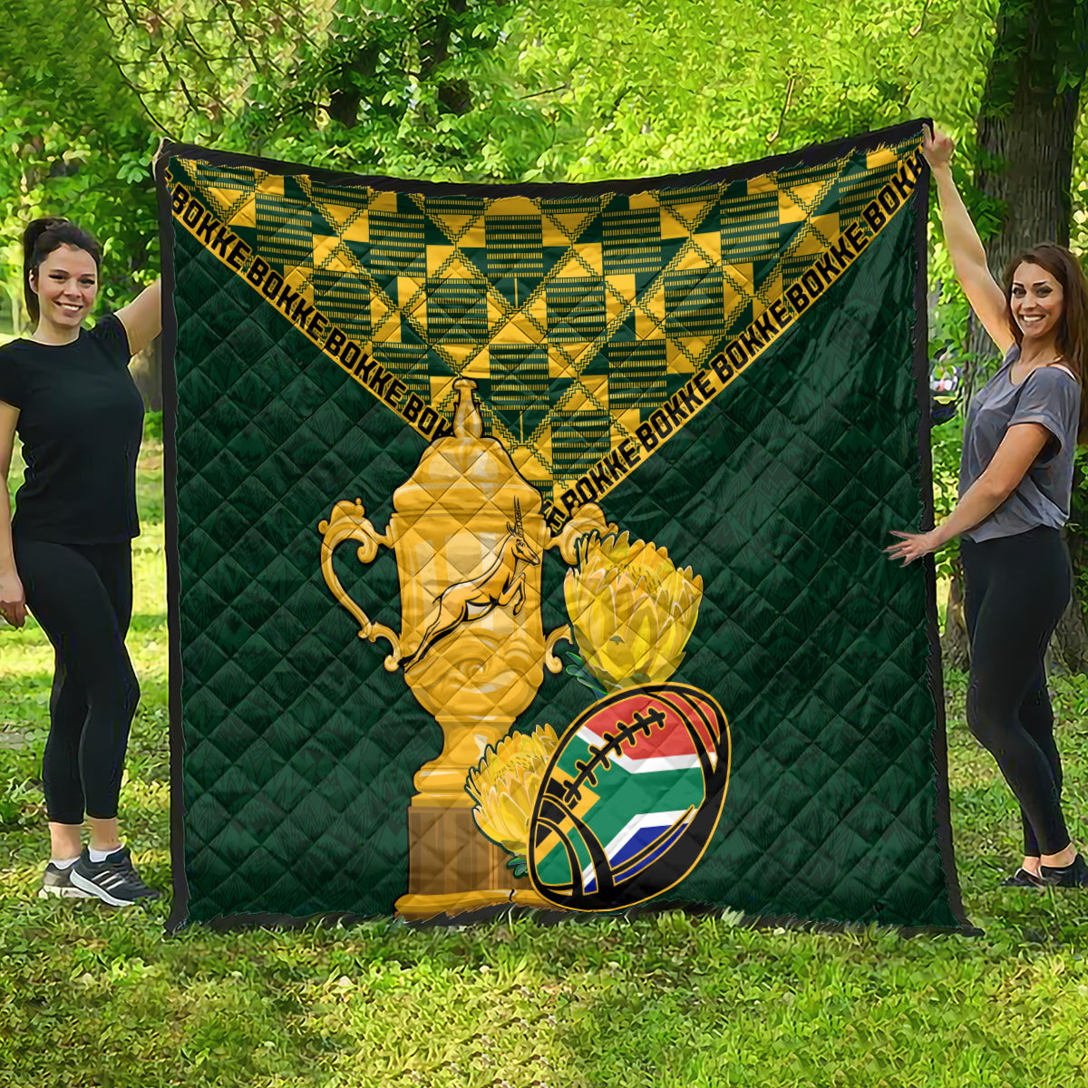 Custom South Africa Rugby Quilt Go Bokke Champion 2023 World Cup - Wonder Print Shop