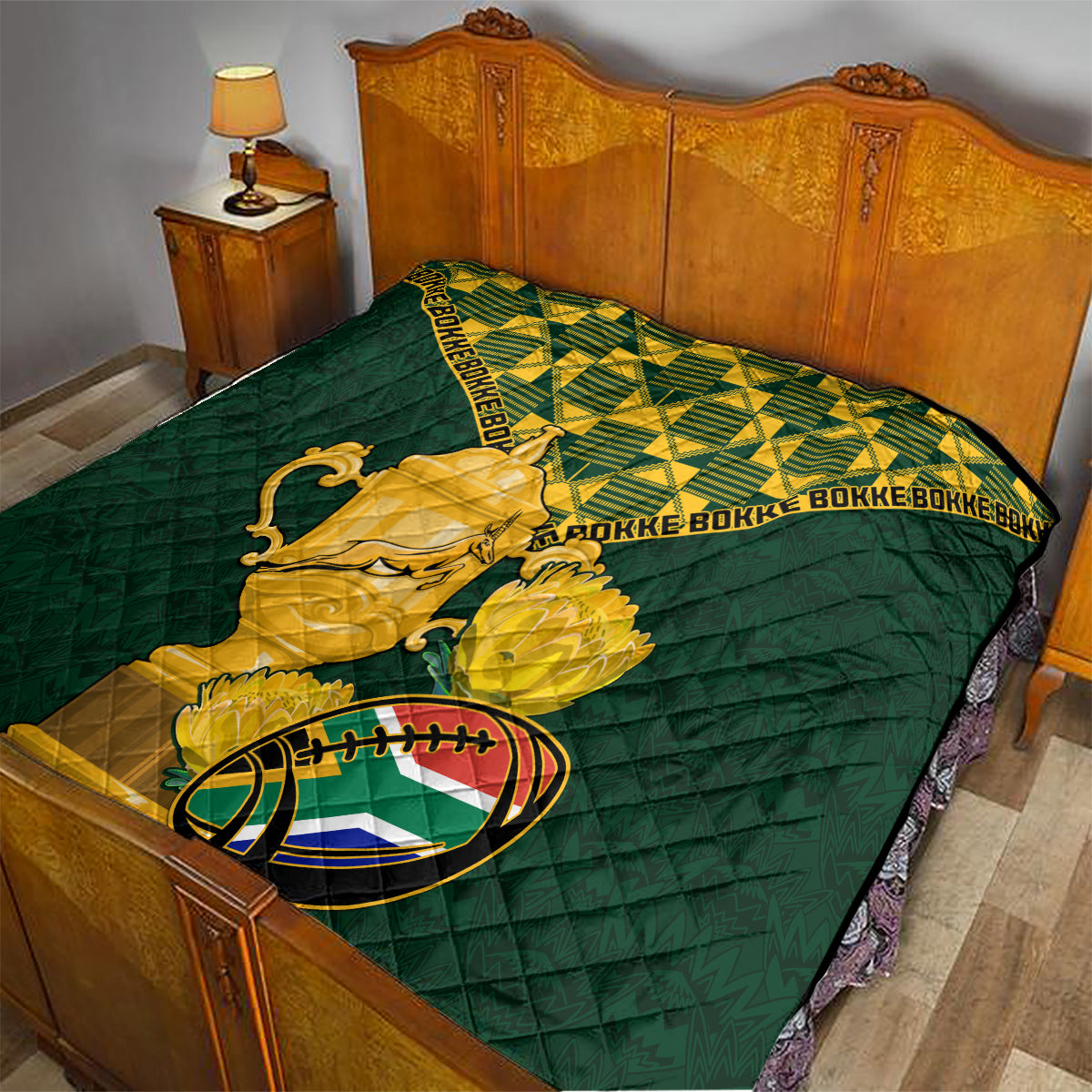 Custom South Africa Rugby Quilt Go Bokke Champion 2023 World Cup - Wonder Print Shop