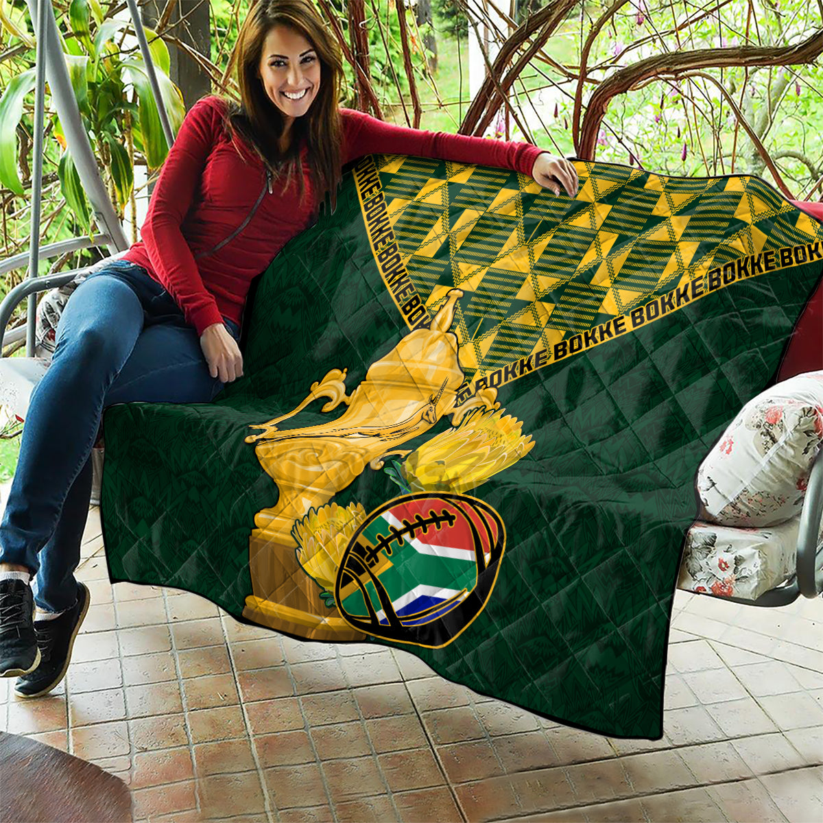 Custom South Africa Rugby Quilt Go Bokke Champion 2023 World Cup - Wonder Print Shop