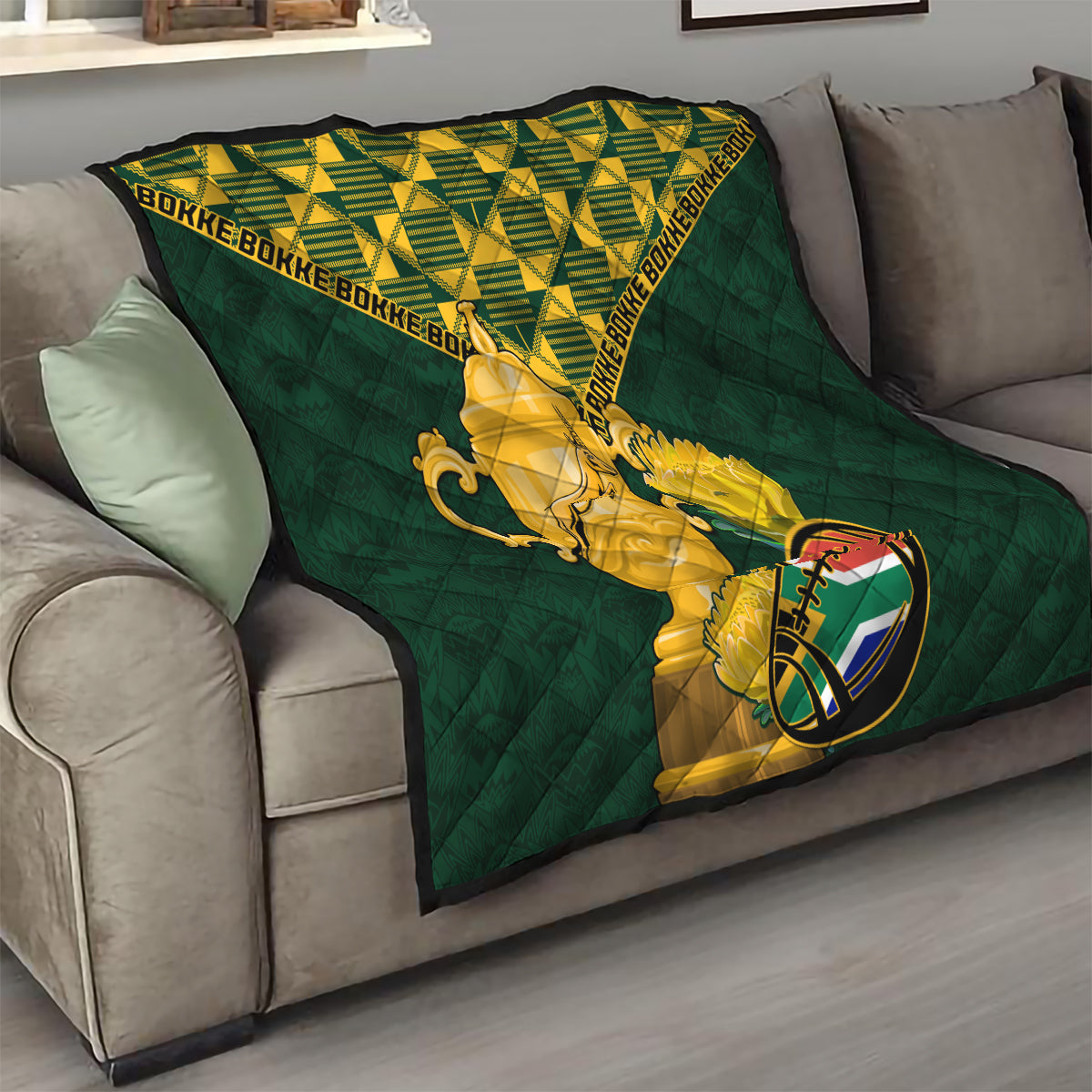 Custom South Africa Rugby Quilt Go Bokke Champion 2023 World Cup - Wonder Print Shop