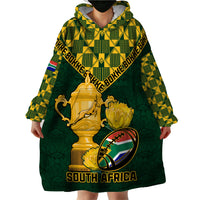 Custom South Africa Rugby Wearable Blanket Hoodie Go Bokke Champion 2023 World Cup - Wonder Print Shop