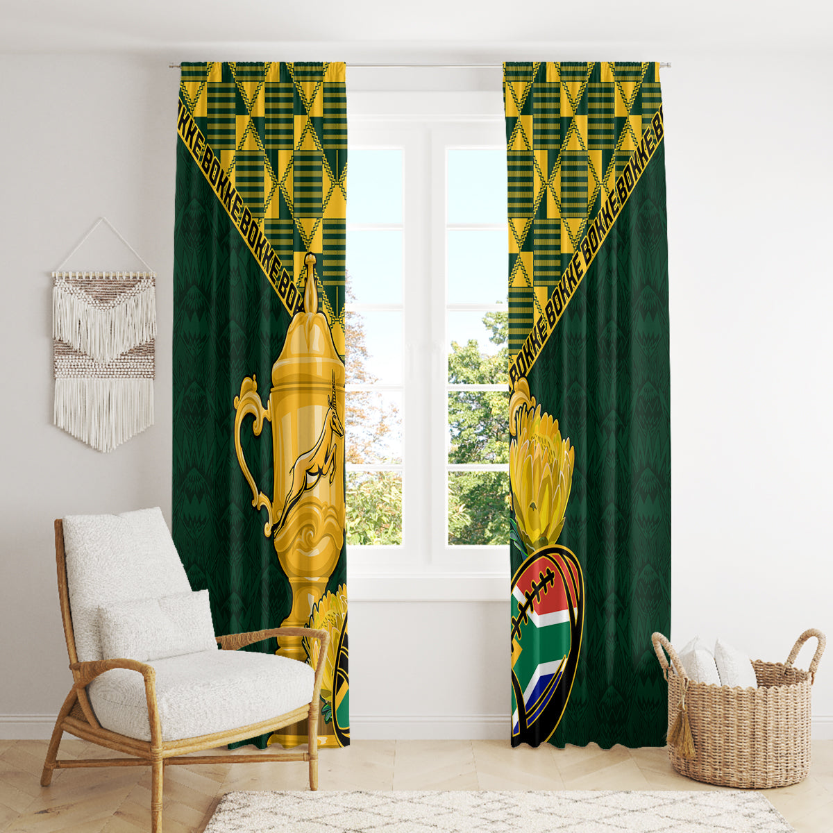 Custom South Africa Rugby Window Curtain Go Bokke Champion 2023 World Cup - Wonder Print Shop